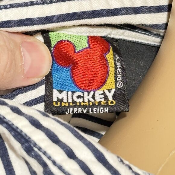 Vtg Mickey Unlimited Disney Stripe Denim Shirt Women’s Medium Button Up EUC - Picture 9 of 11